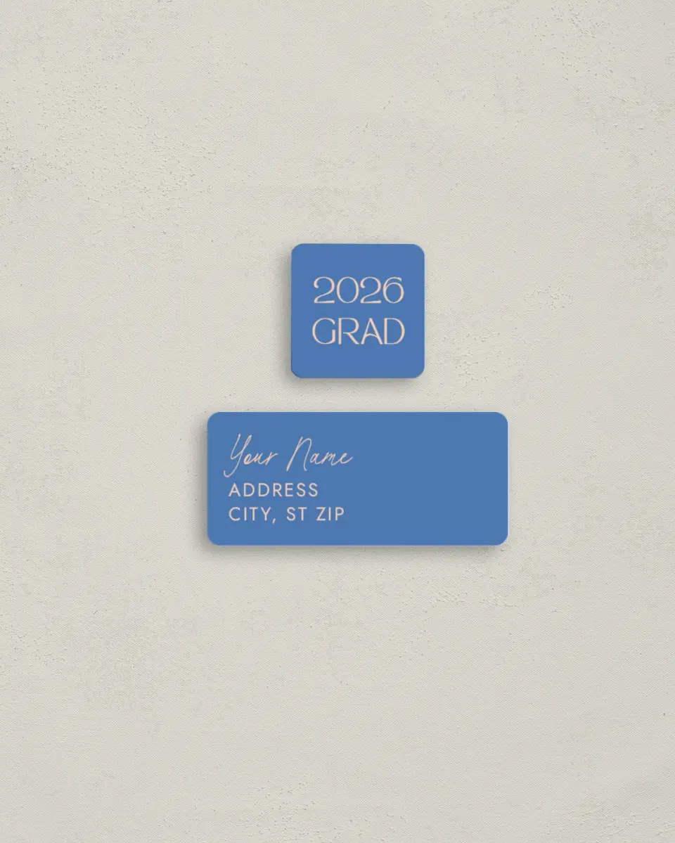 This is a 2¼" x 1" Labels; 1" x 1" Seals Return Address Label called Modern Montage printed in full color