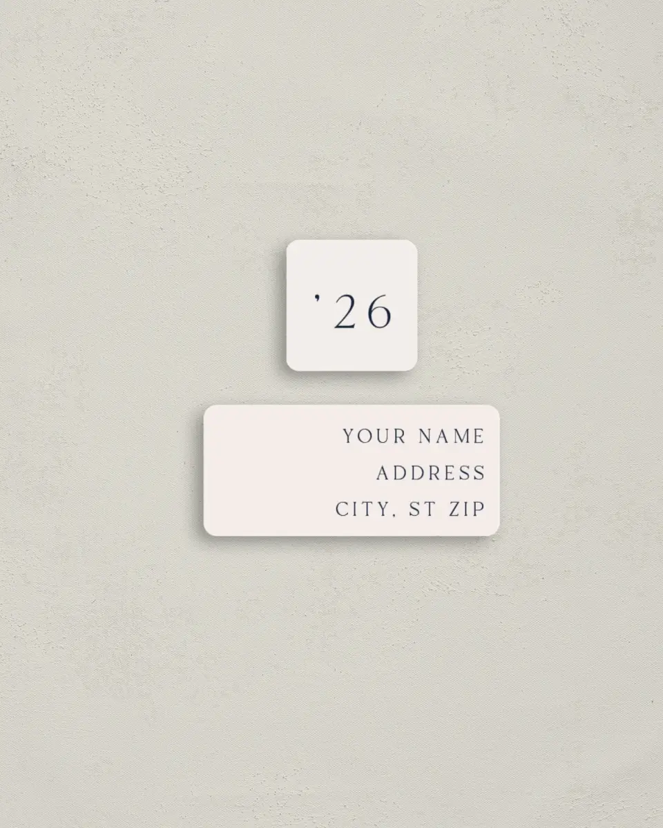 This is a 2¼" x 1" Labels; 1" x 1" Seals Return Address Label called We Did It printed in full color