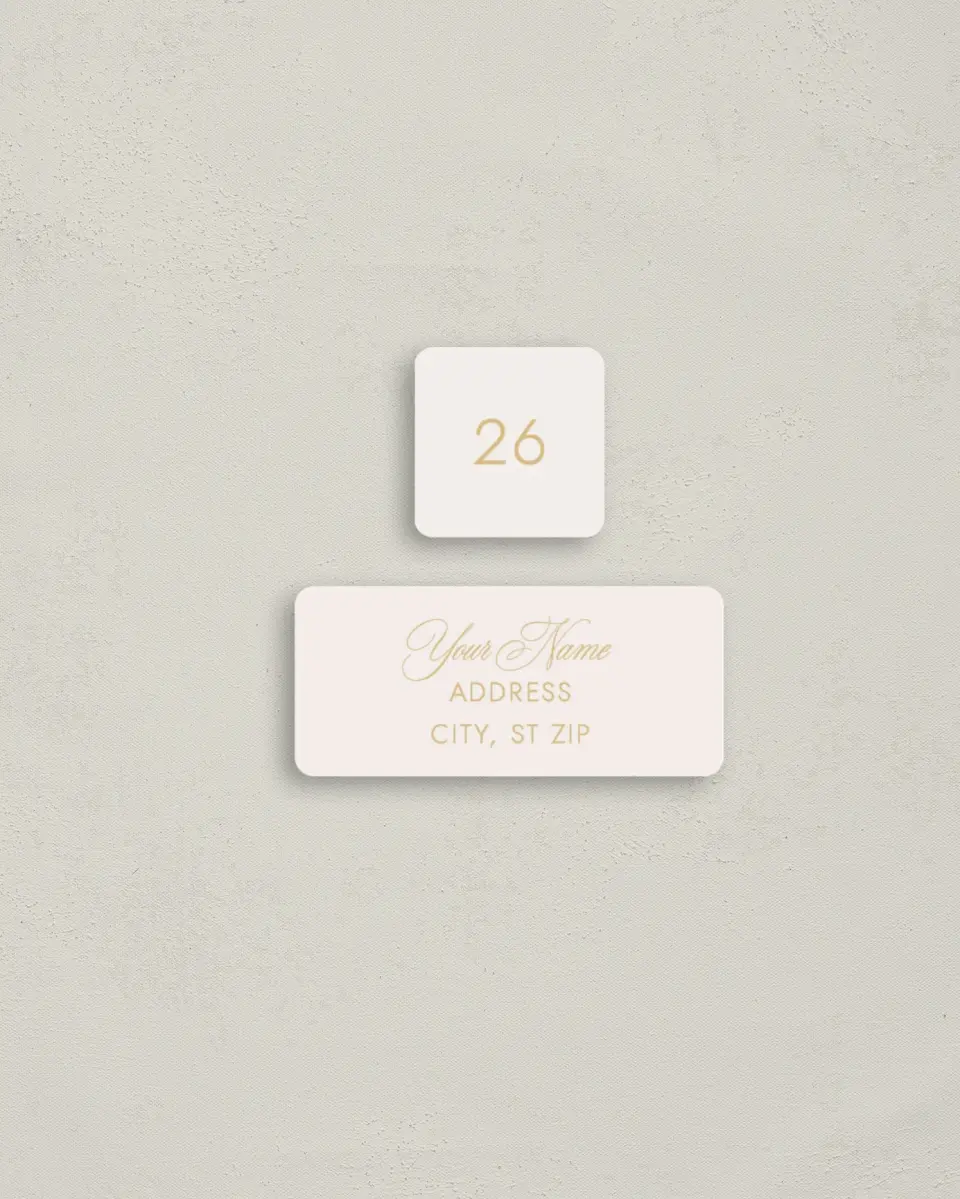This is a 2¼" x 1" Labels; 1" x 1" Seals Return Address Label called Stay Golden printed in full color