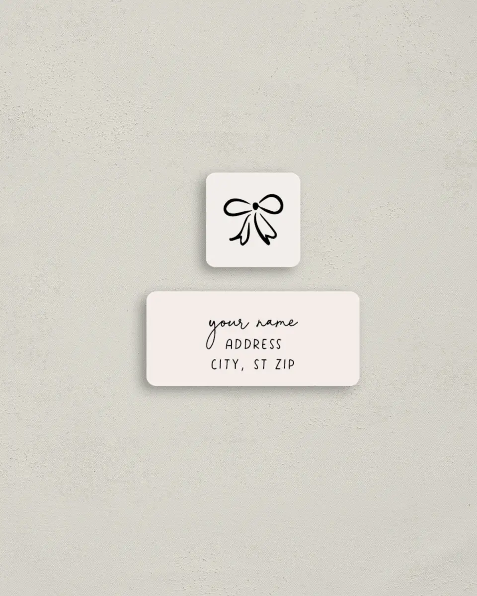 This is a 2¼" x 1" Labels; 1" x 1" Seals Return Address Label called All Tied Up printed in full color