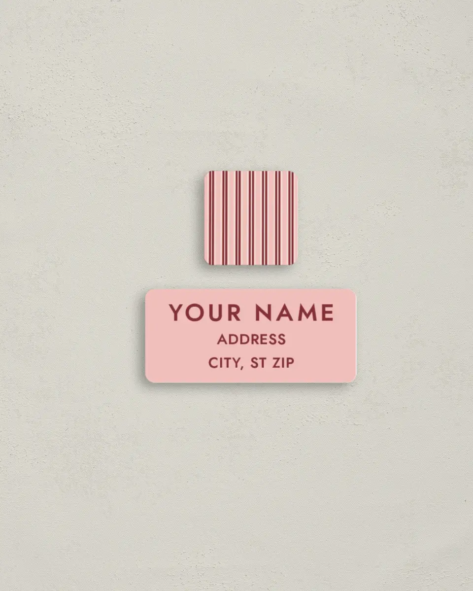 This is a 2¼" x 1" Labels; 1" x 1" Seals Return Address Label called Striped Admiration printed in full color