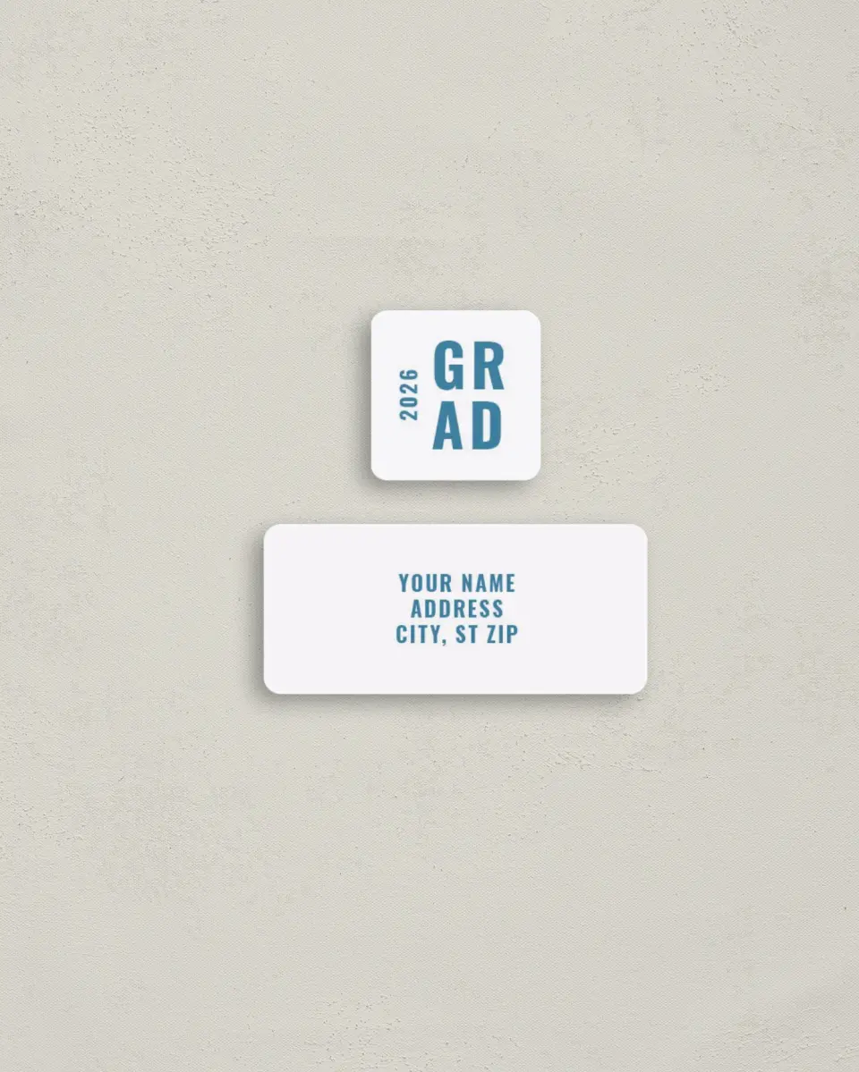 This is a 2¼" x 1" Labels; 1" x 1" Seals Return Address Label called Modern Milestone printed in full color