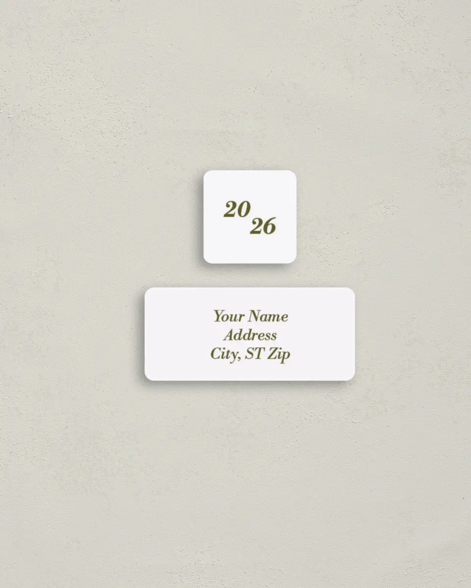 This is a 2¼" x 1" Labels; 1" x 1" Seals Return Address Label called Grad Year printed in full color