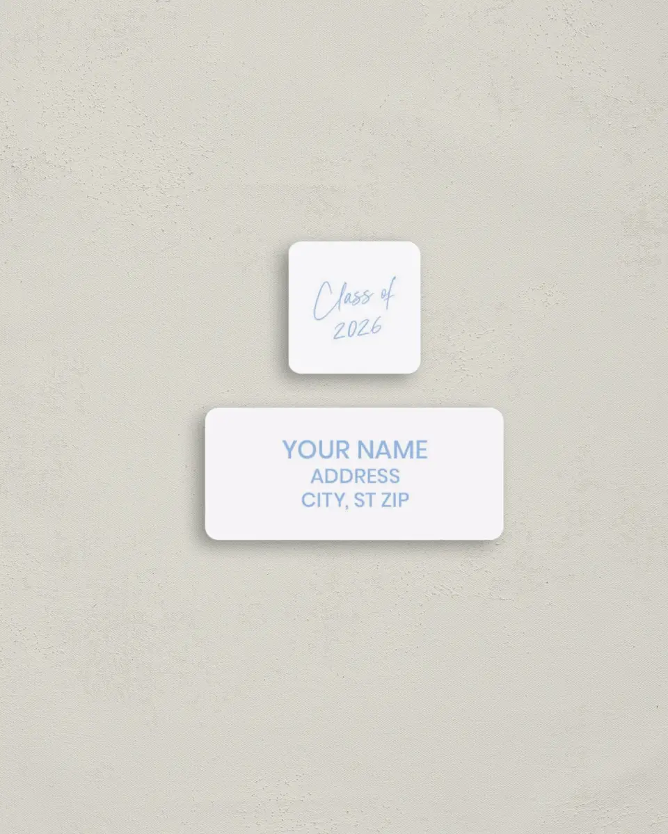 This is a 2¼" x 1" Labels; 1" x 1" Seals Return Address Label called Simple Grad printed in full color