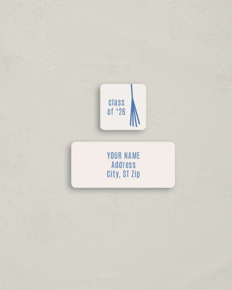 This is a 2¼" x 1" Labels; 1" x 1" Seals Return Address Label called Turning Tassels printed in full color