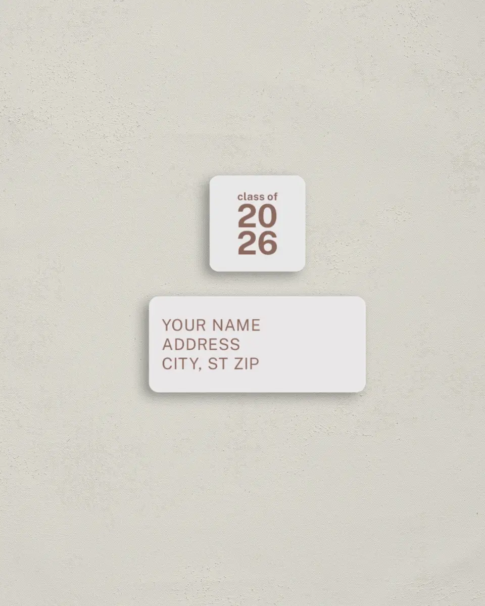 This is a 2¼" x 1" Labels; 1" x 1" Seals Return Address Label called Graduation Time printed in full color