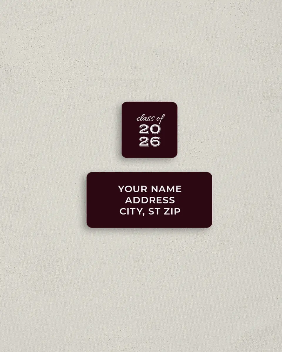 This is a 2¼" x 1" Labels; 1" x 1" Seals Return Address Label called All Star Graduate printed in full color