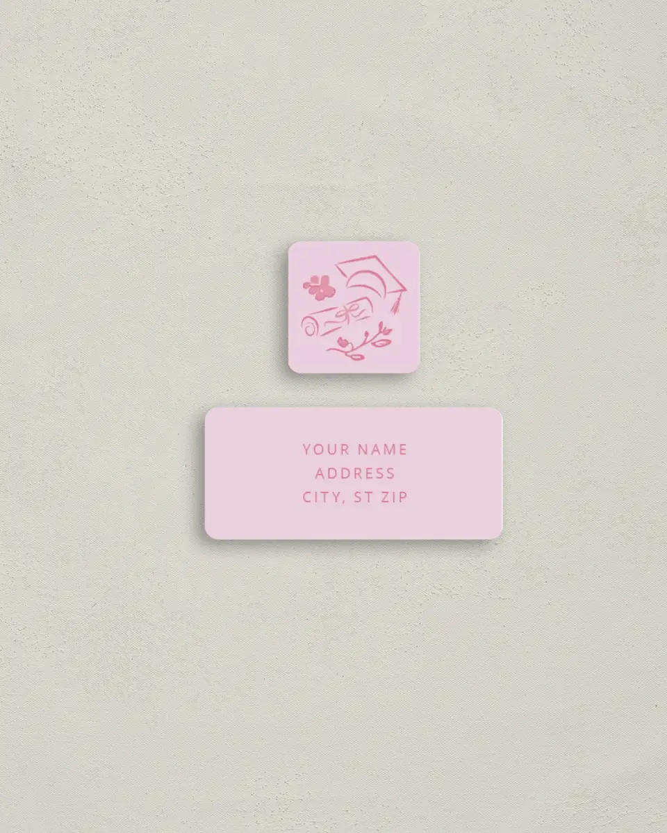 This is a 2¼" x 1" Labels; 1" x 1" Seals Return Address Label called Happily in Bloom printed in full color
