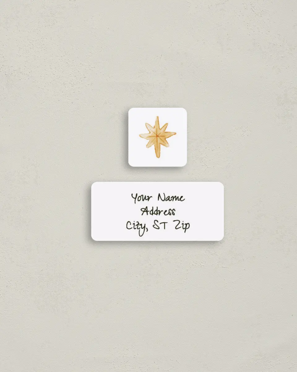 This is a 2¼" x 1" Labels; 1" x 1" Seals Return Address Label called O Holy Night printed in full color