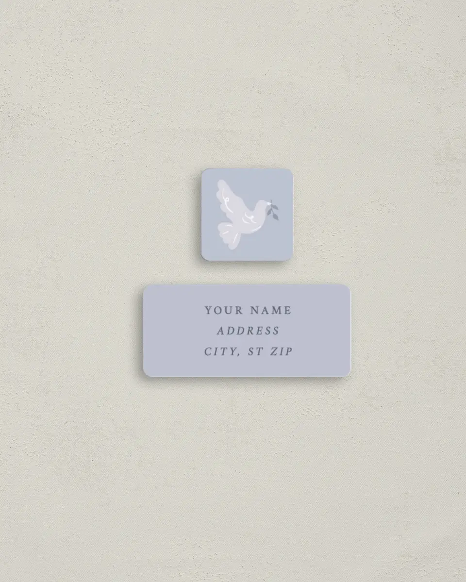 This is a 2¼" x 1" Labels; 1" x 1" Seals Return Address Label called Heavenly Peace printed in full color