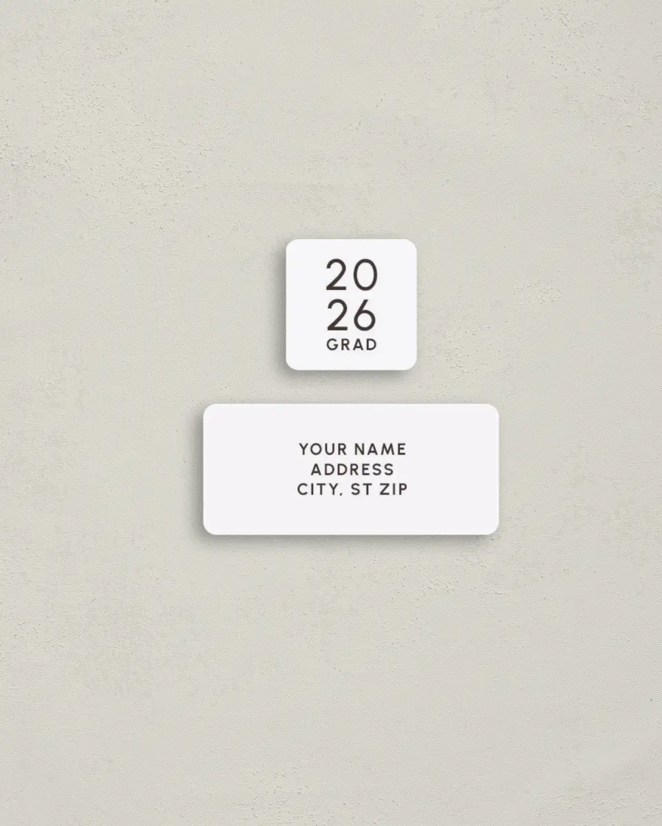 This is a 2¼" x 1" Labels; 1" x 1" Seals Return Address Label called Simple Graduate printed in full color
