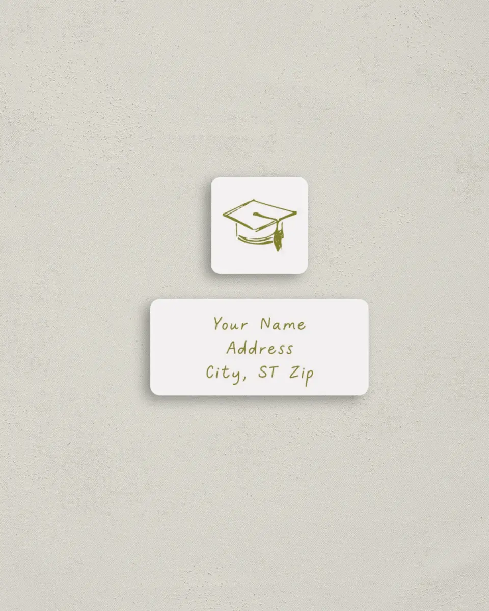 This is a 2¼" x 1" Labels; 1" x 1" Seals Return Address Label called Grad Frame Art printed in full color