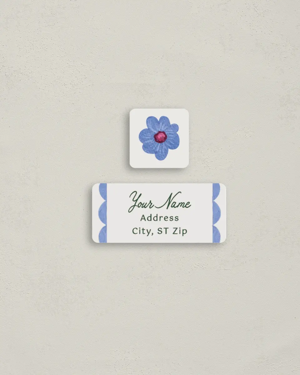 This is a 2¼" x 1" Labels; 1" x 1" Seals Return Address Label called Cottage Keepsake printed in full color