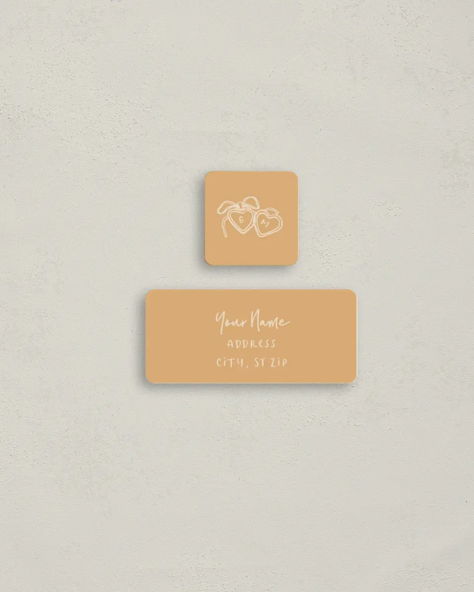 This is a 2¼" x 1" Labels; 1" x 1" Seals Return Address Label called Loving Whimsy printed in full color