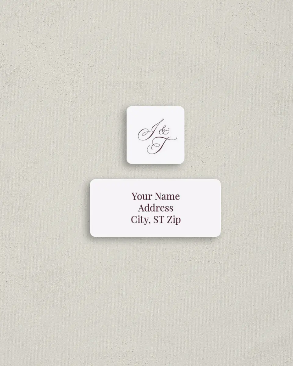 This is a 2¼" x 1" Labels; 1" x 1" Seals Return Address Label called Elegance & Grace printed in full color
