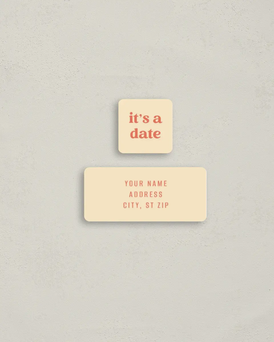 This is a 2¼" x 1" Labels; 1" x 1" Seals Return Address Label called Save It printed in full color