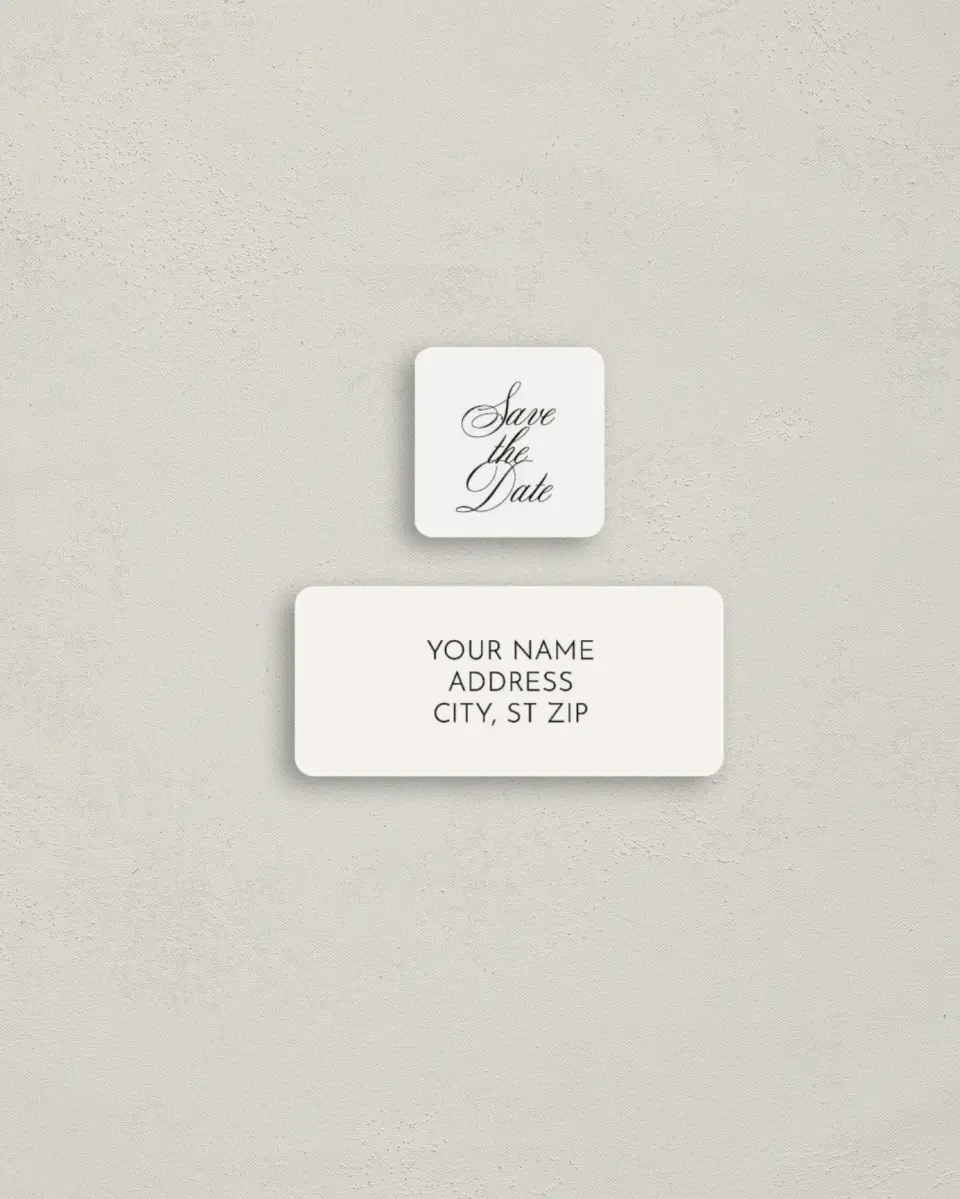 This is a 2¼" x 1" Labels; 1" x 1" Seals Return Address Label called Modern Romance printed in full color