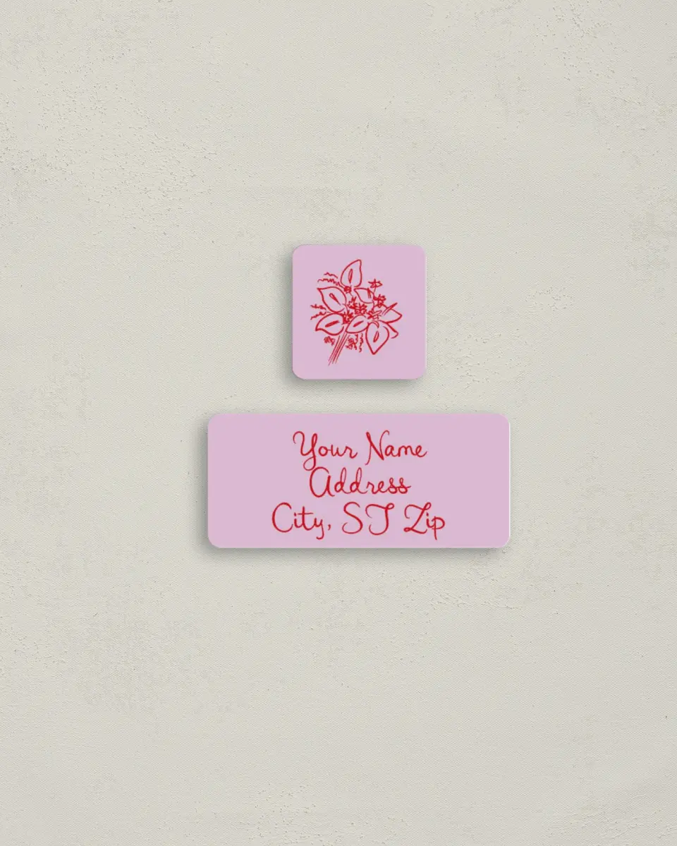 This is a 2¼" x 1" Labels; 1" x 1" Seals Return Address Label called Flourishing Love printed in full color