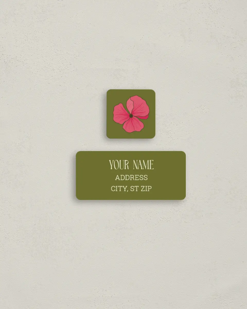 This is a 2¼" x 1" Labels; 1" x 1" Seals Return Address Label called Nouveau Romance printed in full color