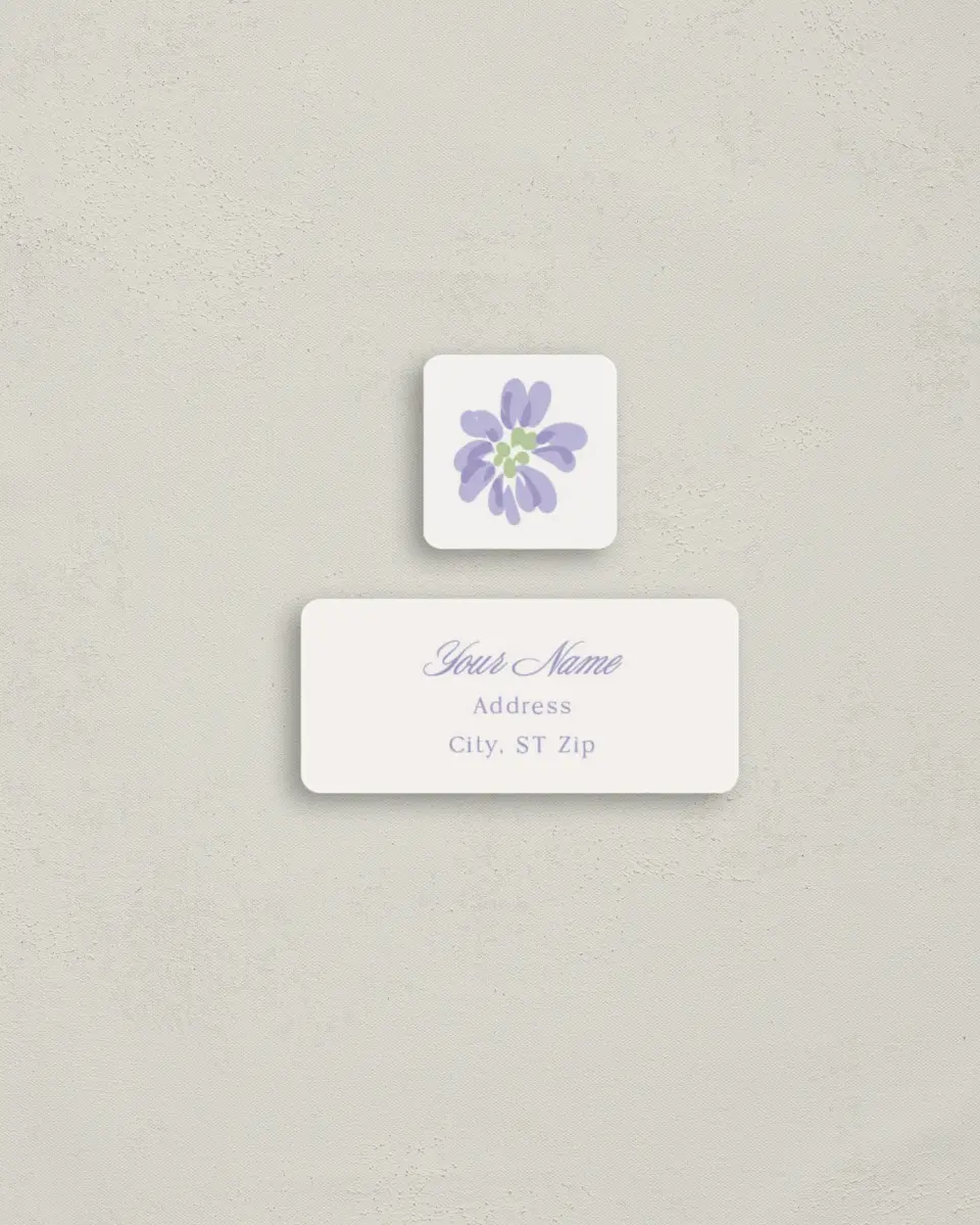 This is a 2¼" x 1" Labels; 1" x 1" Seals Return Address Label called Gentle Garden printed in full color