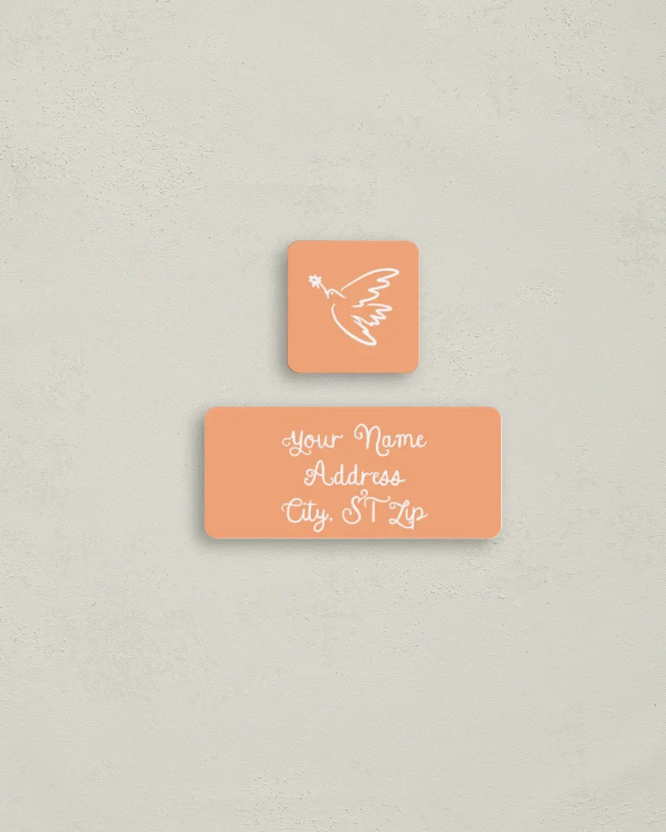 This is a 2¼" x 1" Labels; 1" x 1" Seals Return Address Label called Wavy Love printed in full color