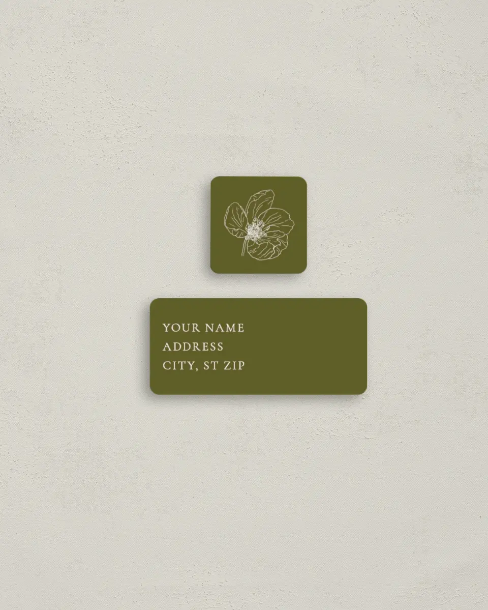 This is a 2¼" x 1" Labels; 1" x 1" Seals Return Address Label called Delicate Love printed in full color