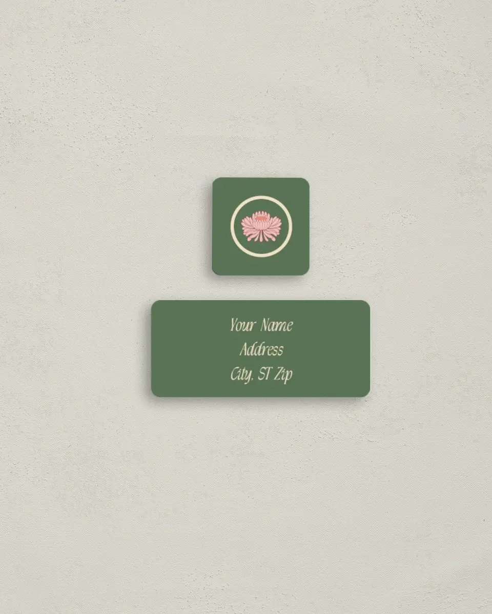 This is a 2¼" x 1" Labels; 1" x 1" Seals Return Address Label called Regal Garden printed in full color