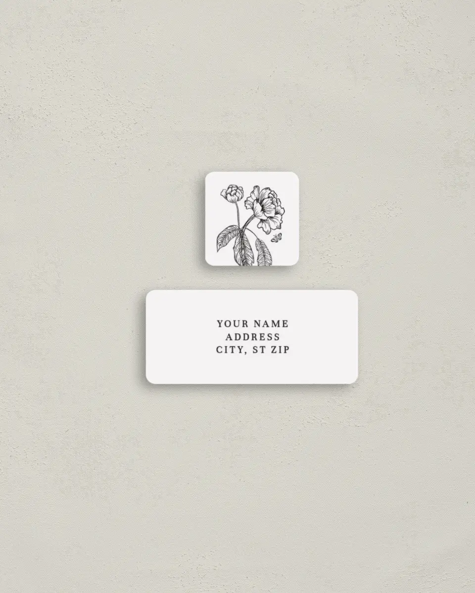This is a 2¼" x 1" Labels; 1" x 1" Seals Return Address Label called Opulent Endearment printed in full color