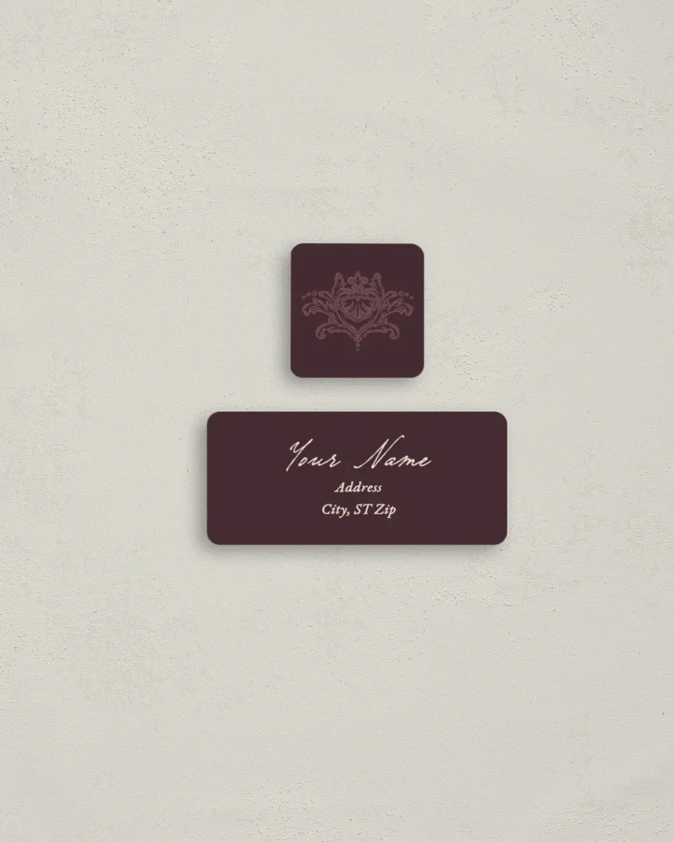 This is a 2¼" x 1" Labels; 1" x 1" Seals Return Address Label called Victorian Aura printed in full color