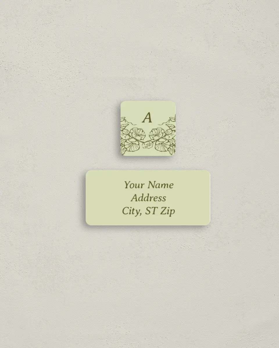 This is a 2¼" x 1" Labels; 1" x 1" Seals Return Address Label called Vintage Chinoiserie printed in full color