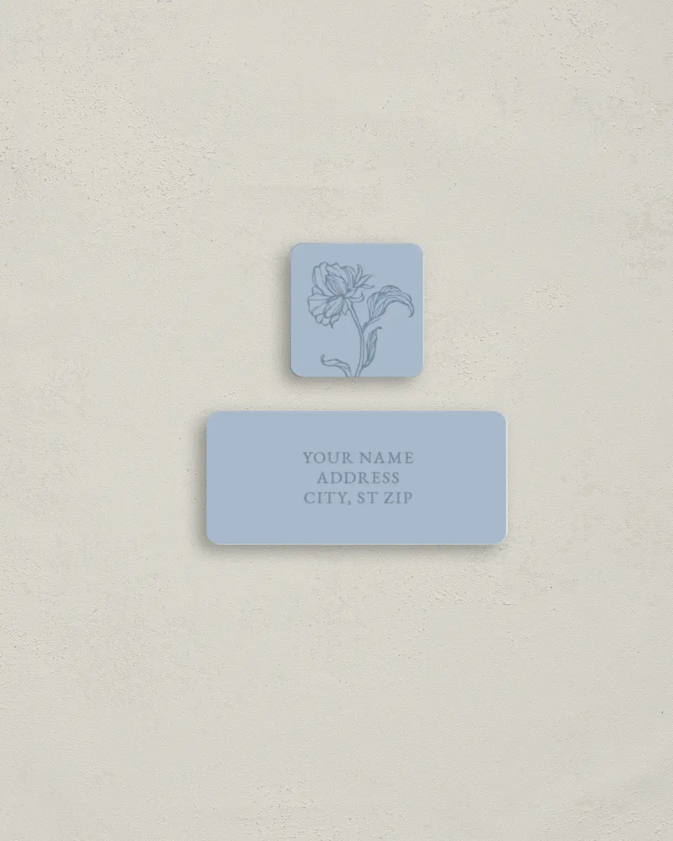 This is a 2¼" x 1" Labels; 1" x 1" Seals Return Address Label called Pressed Petals printed in full color