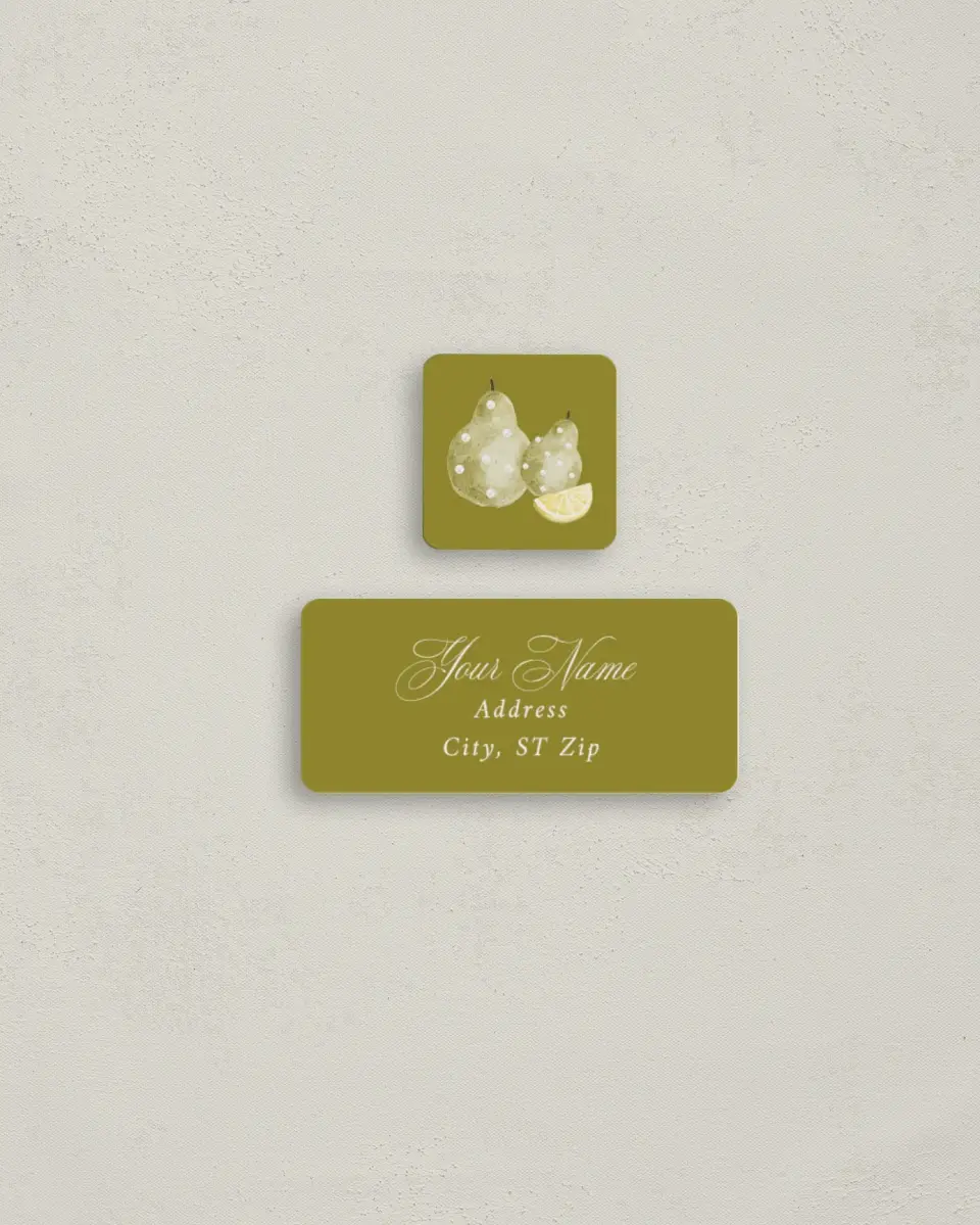 This is a 2¼" x 1" Labels; 1" x 1" Seals Bachelorette Party Accessorie called Perfect Pear printed in full color