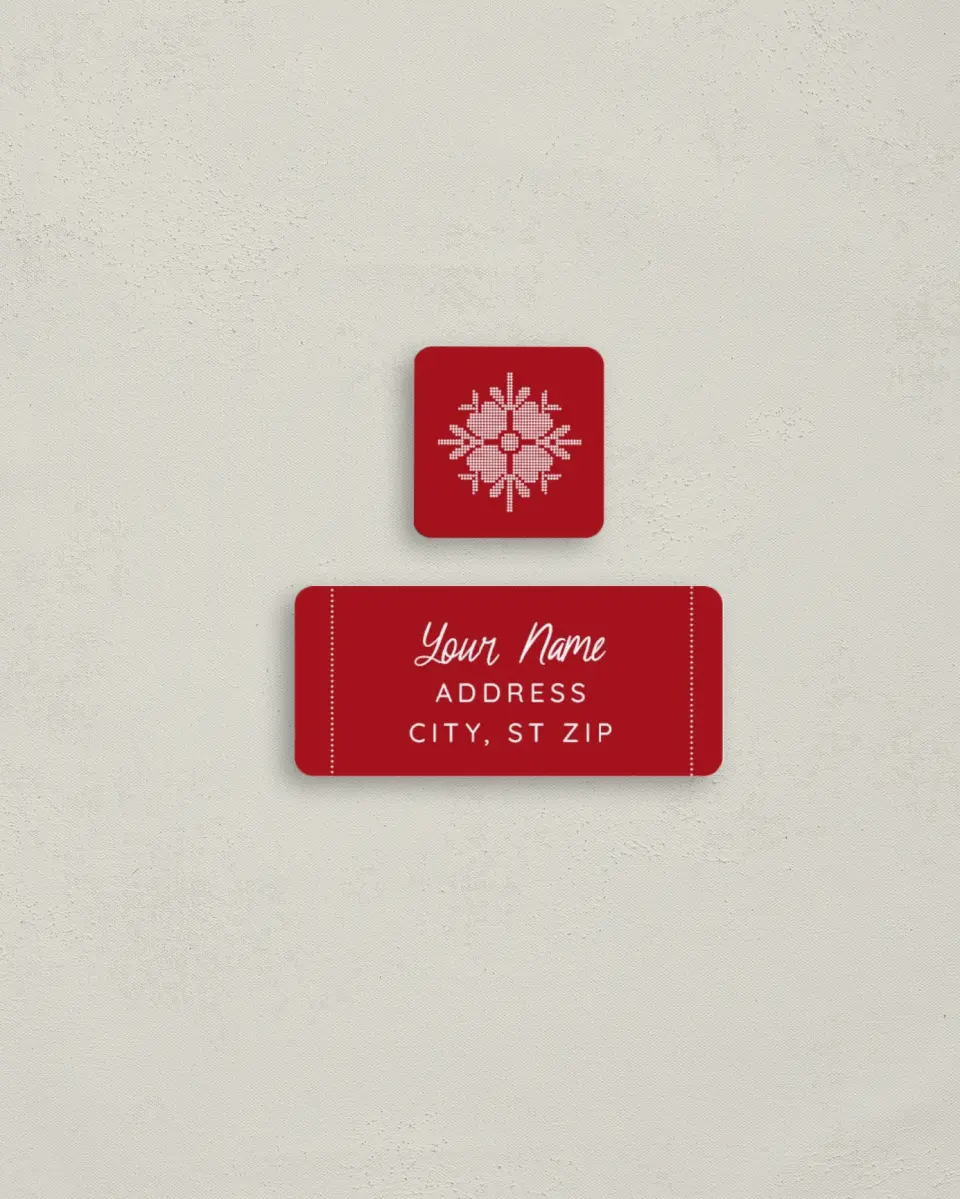 This is a 2¼" x 1" Labels; 1" x 1" Seals Return Address Label called Nordic Knit printed in full color