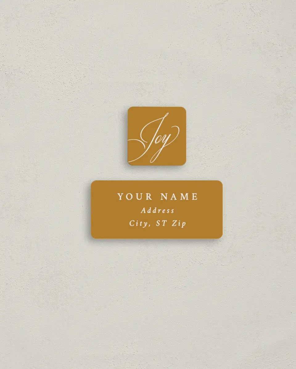 This is a 2¼" x 1" Labels; 1" x 1" Seals Return Address Label called Tidings of Joy printed in full color