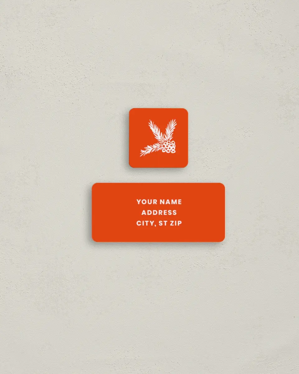 This is a 2¼" x 1" Labels; 1" x 1" Seals Return Address Label called Modern Cheer printed in full color