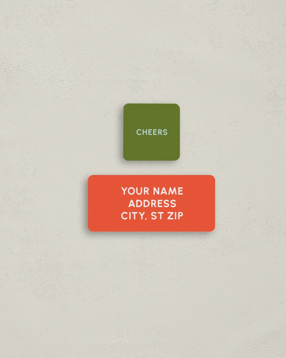 This is a 2¼" x 1" Labels; 1" x 1" Seals Return Address Label called Festive Color Block printed in full color