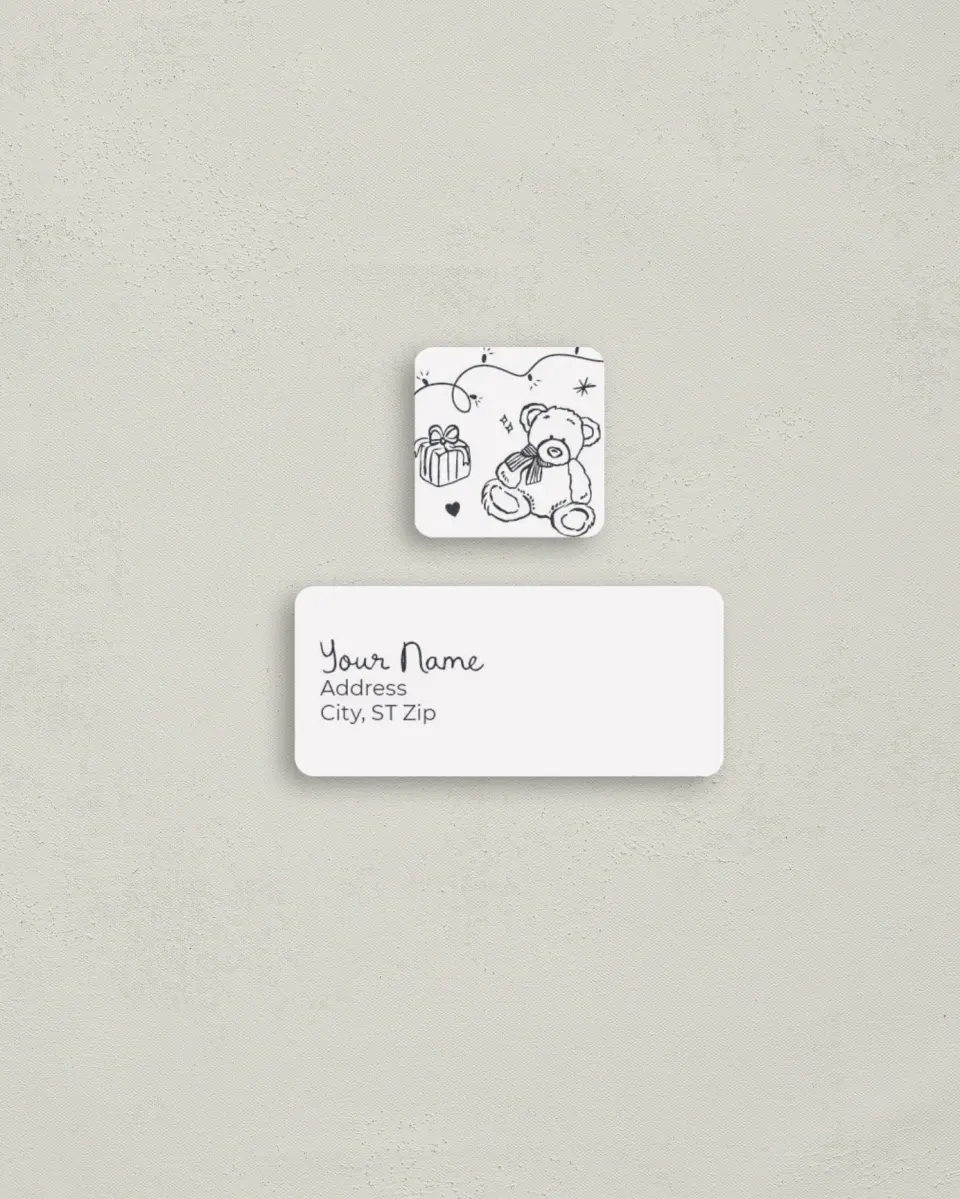 This is a 2¼" x 1" Labels; 1" x 1" Seals Return Address Label called Whimsical Joy printed in full color