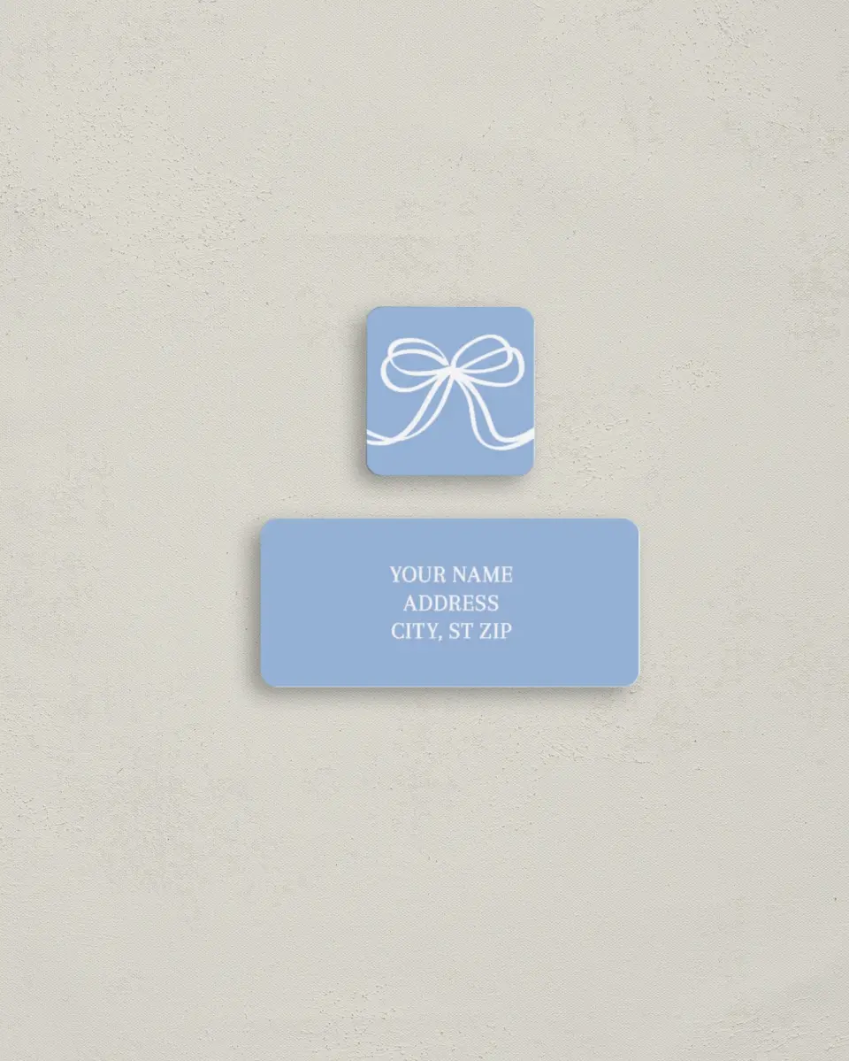 This is a 2¼" x 1" Labels; 1" x 1" Seals Return Address Label called Scribbled Ribbon printed in full color