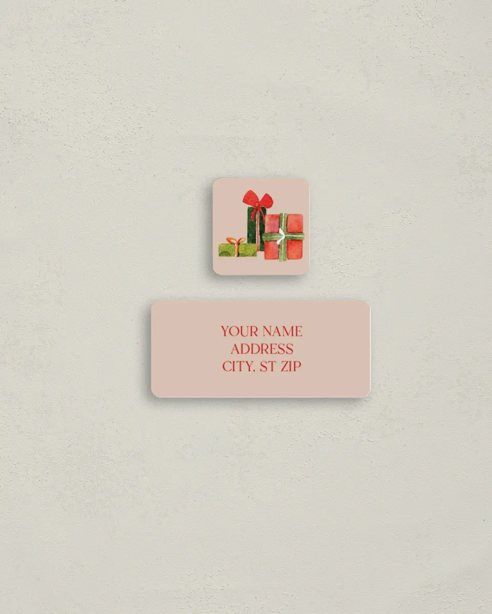 This is a 2¼" x 1" Labels; 1" x 1" Seals Return Address Label called Cozy Fireplace printed in full color