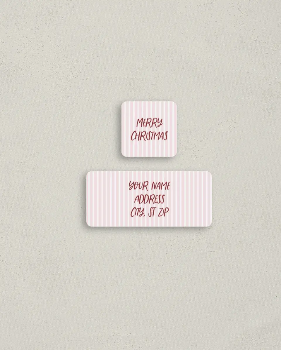 This is a 2¼" x 1" Labels; 1" x 1" Seals Return Address Label called Vintage Scallop printed in full color