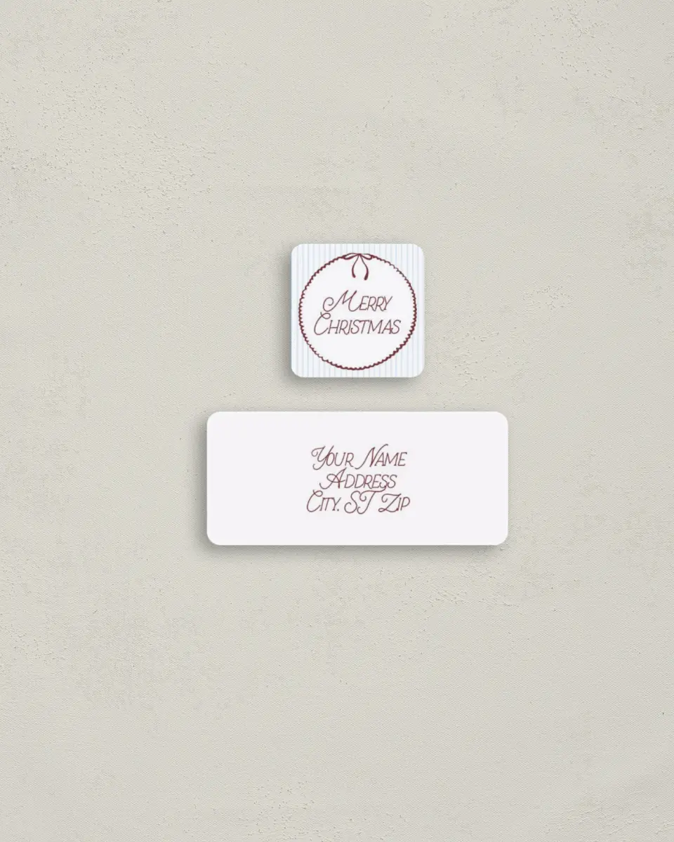 This is a 2¼" x 1" Labels; 1" x 1" Seals Return Address Label called Vintage Holiday printed in full color