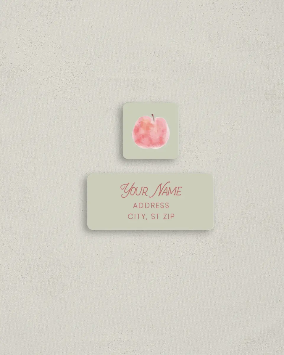 This is a 2¼" x 1" Labels; 1" x 1" Seals Bachelorette Party Accessorie called Apple of Our Eye printed in full color