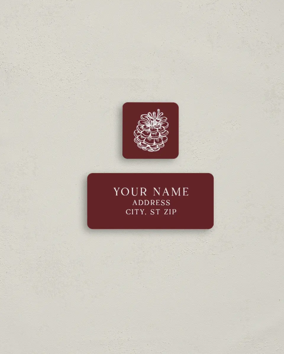 This is a 2¼" x 1" Labels; 1" x 1" Seals Return Address Label called Professional Pine printed in full color