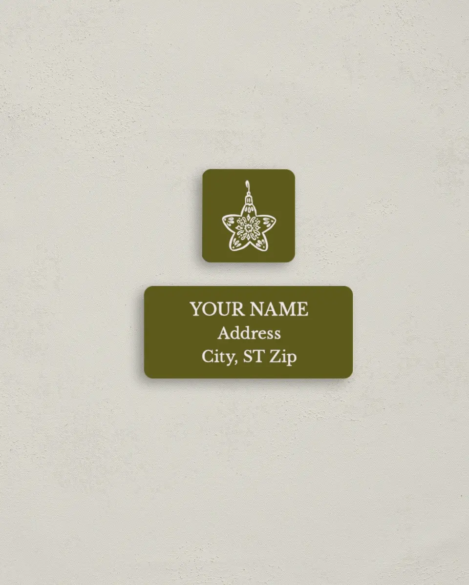 This is a 2¼" x 1" Labels; 1" x 1" Seals Return Address Label called Ornamental Occasion printed in full color