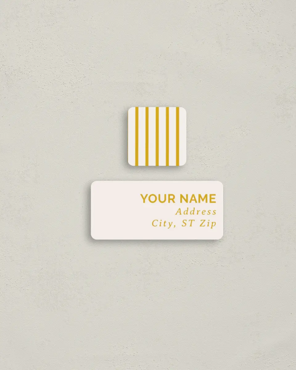 This is a 2¼" x 1" Labels; 1" x 1" Seals Return Address Label called Wonder & Joy printed in full color