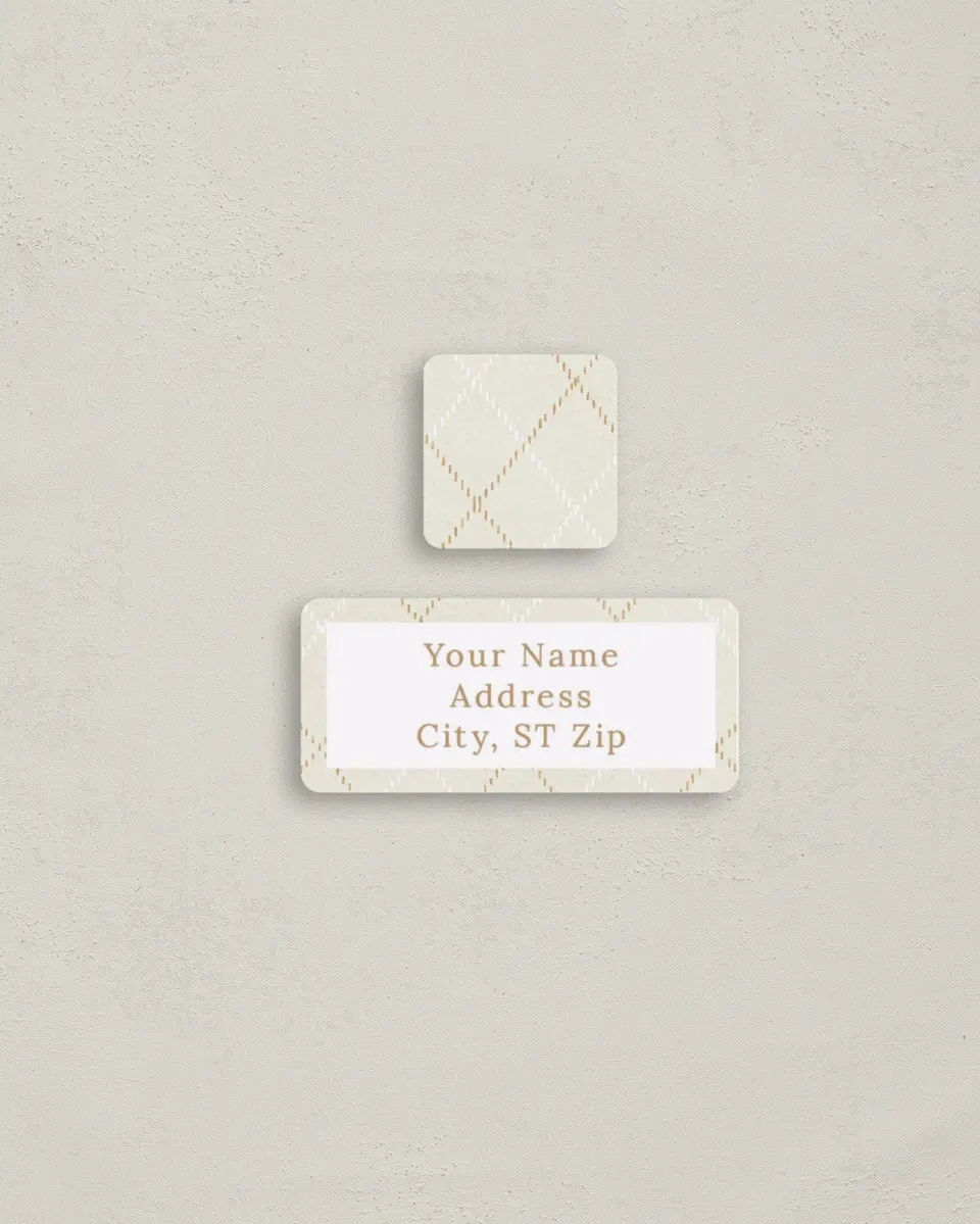This is a 2¼" x 1" Labels; 1" x 1" Seals Return Address Label called Plaid Pattern printed in full color