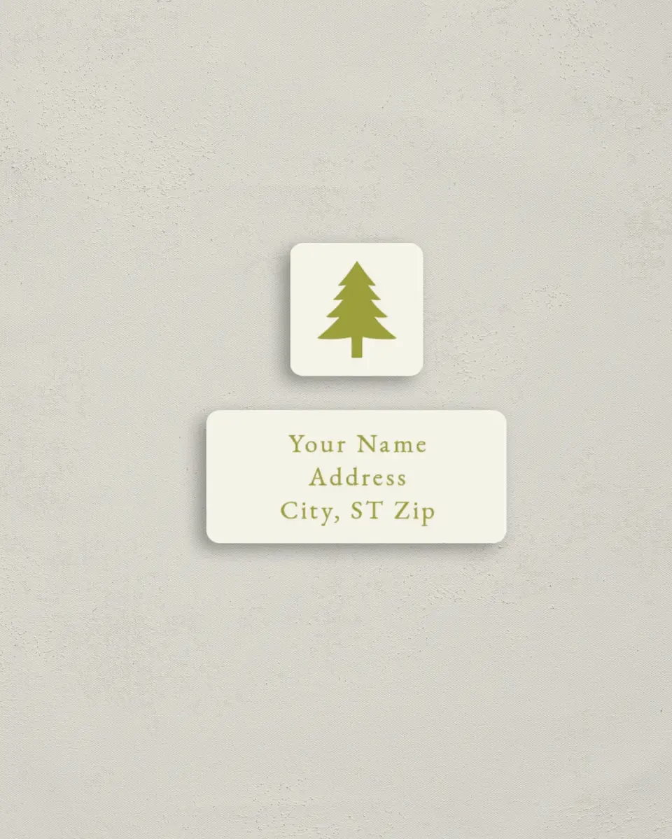 This is a 2¼" x 1" Labels; 1" x 1" Seals Return Address Label called Cheer & Gratitude printed in full color