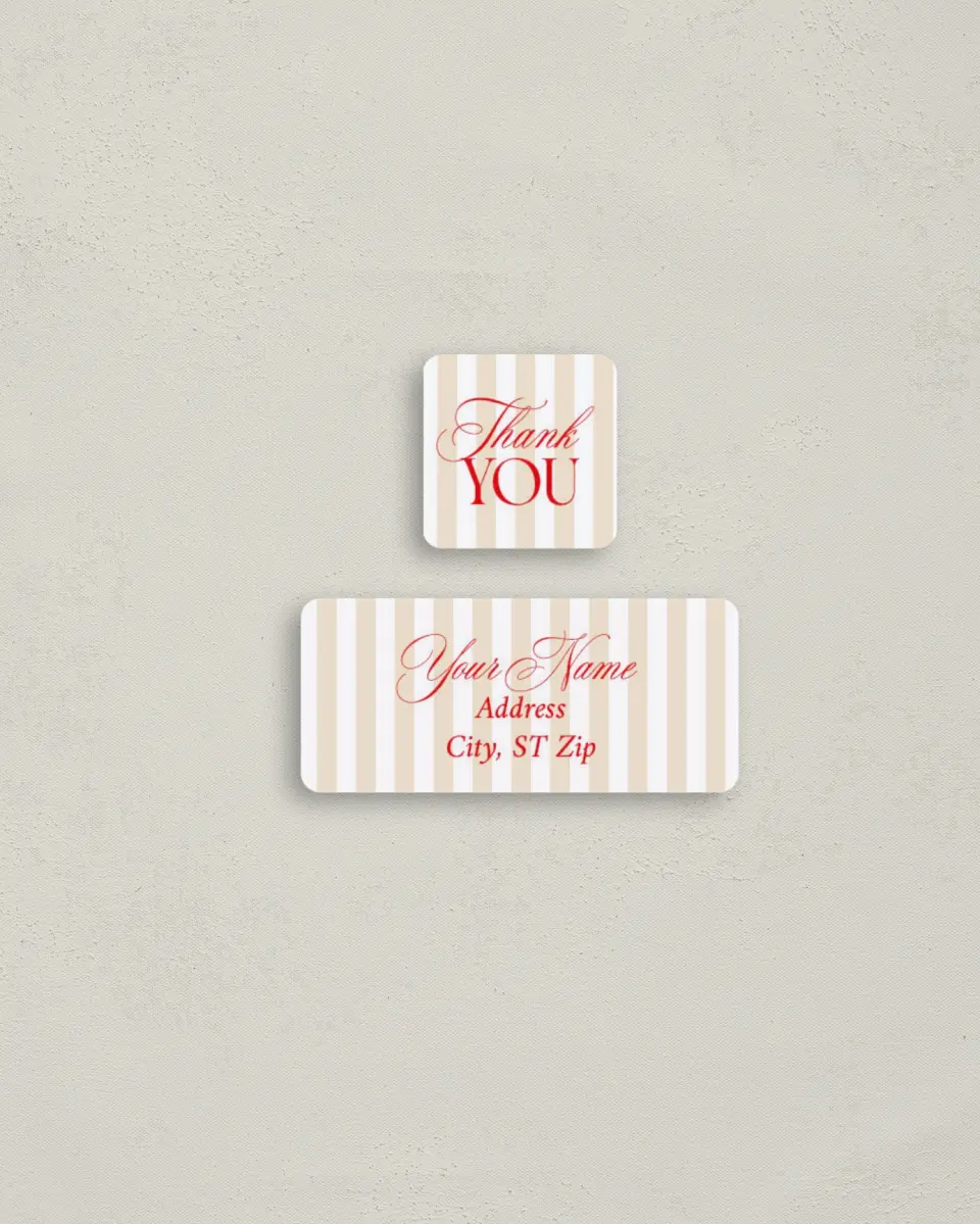 This is a 2¼" x 1" Labels; 1" x 1" Seals Return Address Label called Grateful Wishes printed in full color
