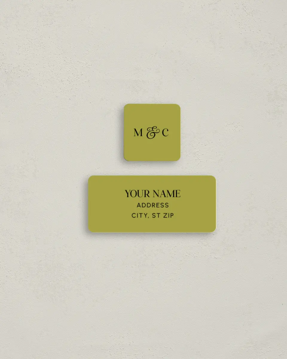 This is a 2¼" x 1" Labels; 1" x 1" Seals Return Address Label called The Mallory printed in full color