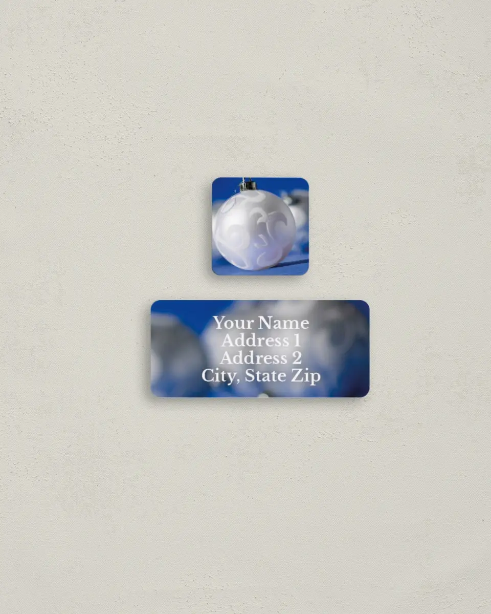 This is a 2¼" x 1" Labels; 1" x 1" Seals Return Address Label called Ornament printed in full color